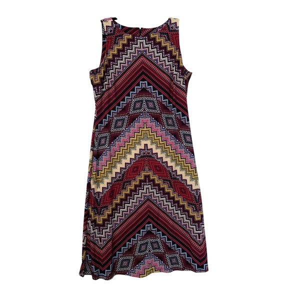 Anne Klein Dresses & Skirts - Anne Klein‎ Sleeveless Sheath Dress Women L Burgundy Geometric Zig Zag Stretch